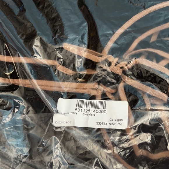 NWOT talbots black stripe-trim tie neck cardigan US MP - Picture 9 of 9